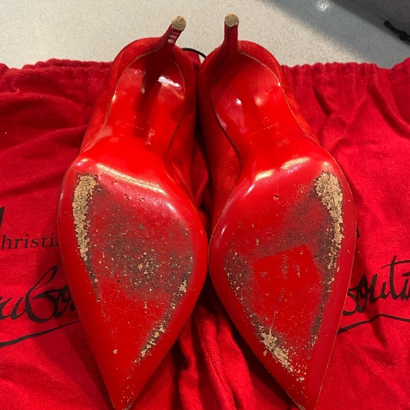 Christian Louboutin Pigalle Follies 100 Suede Oeillet Red 37.5 - Picture 10 of 12